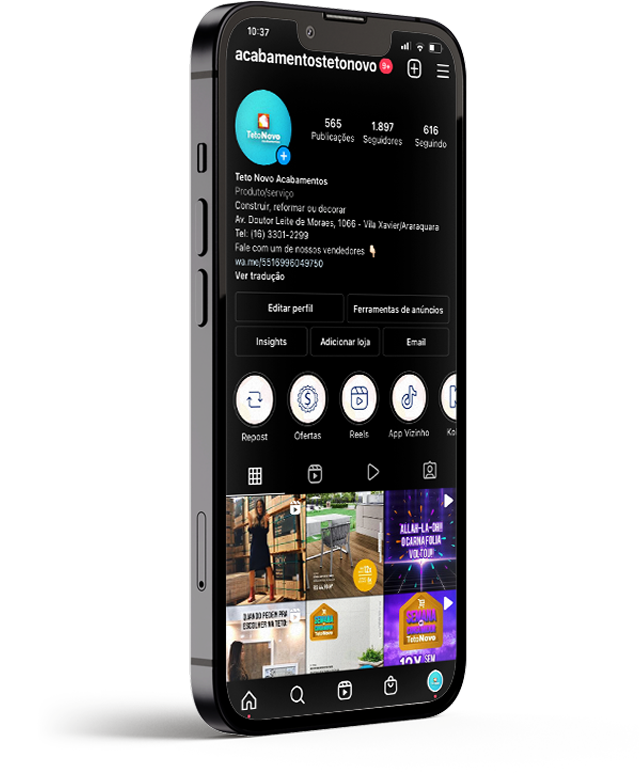 Instagram da Teto Novo no celular